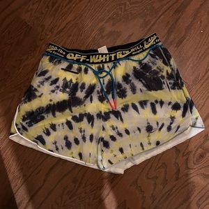 Off white tie dye shorts